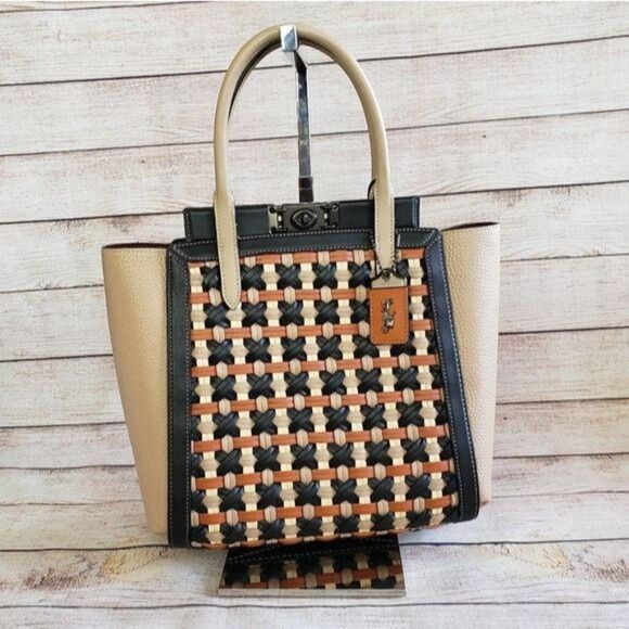 Coach Troupe Tote Pebble Glovetanned Leather Weaving Satchel Shoulder Crossbody - Picture 5 of 16